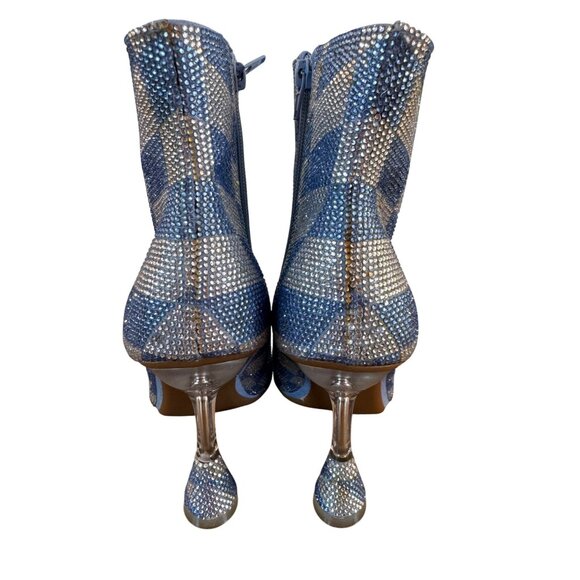 Gianni Bini Blue Rhinestone Embellished 4" Heel Ankle Boots Size 9.5 - Picture 2 of 11